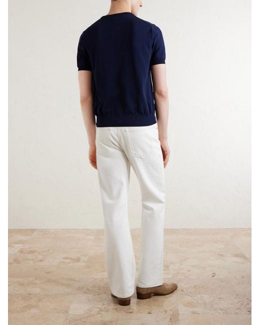 Canali Blue Knitted Cotton T-Shirt for men