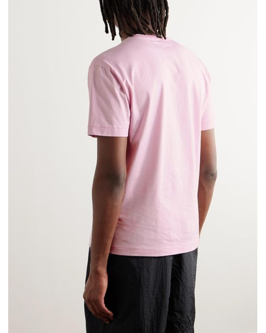 T-shirt in jersey di cotone con logo applicato di Stone Island in Pink da Uomo