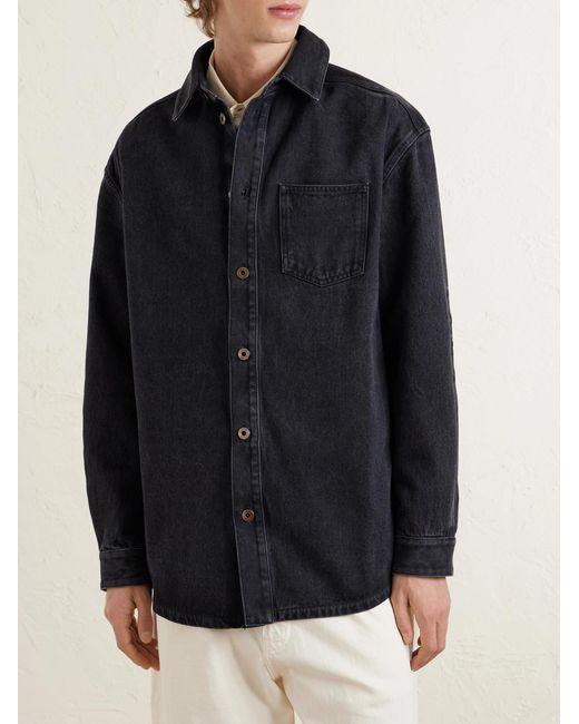Loewe Blue Anagram Logo-embroidered Denim Overshirt for men