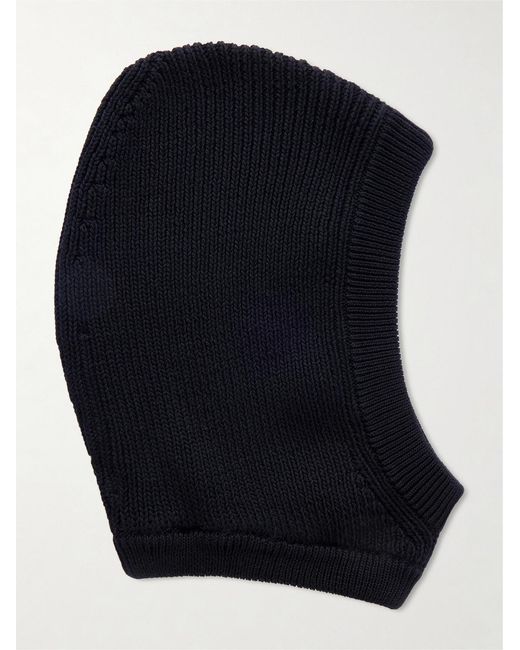 Rick Owens Black Ribbed Cotton Balaclava for men