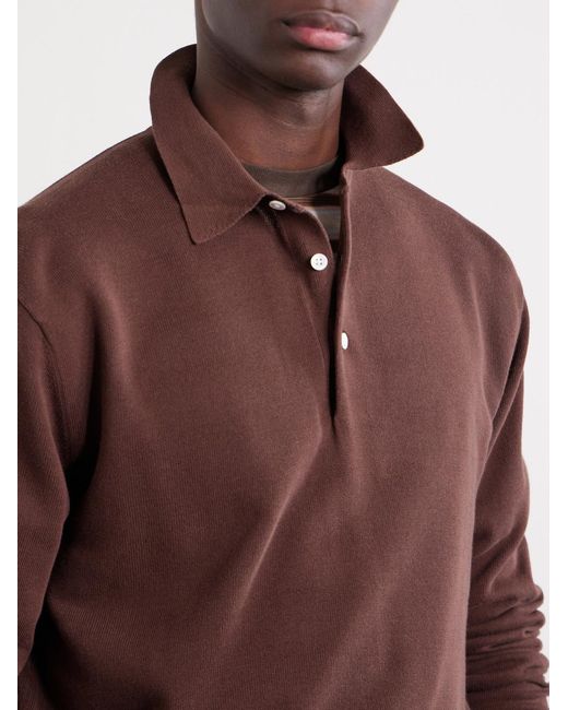 Beams Plus Brown Knitted Polo Shirt for men