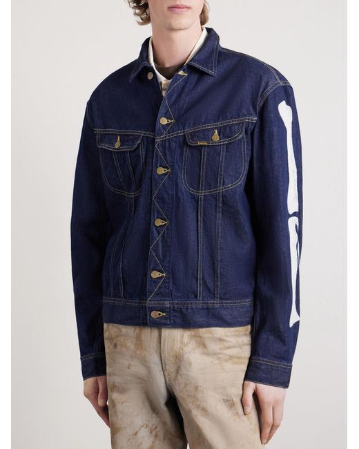 Kapital Blue Embroidered Denim Jacket for men