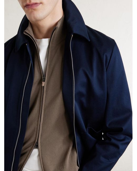 Canali Brown Slim-Fit Cotton Zip-Up Sweater for men