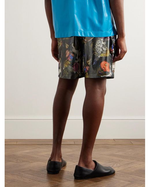 Acne Black Straight-leg Printed Metallic Satin Shorts for men