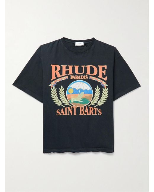 Rhude Blue St. Barts Logo-print Cotton-jersey T-shirt for men
