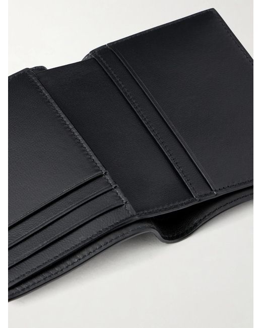 Saint Laurent Black Tiny Cassandre Logo-Appliquéd Croc-Effect Leather Bifold Wallet for men