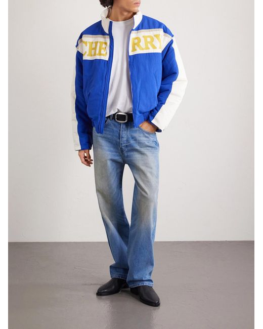 CHERRY LA Blue Wrangler Logo-print Shell Bomber Jacket for men
