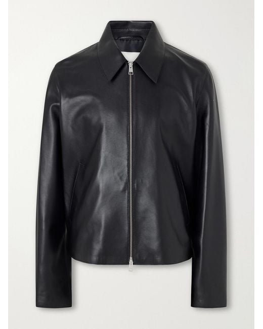 AMI Black Leather Jacket for men