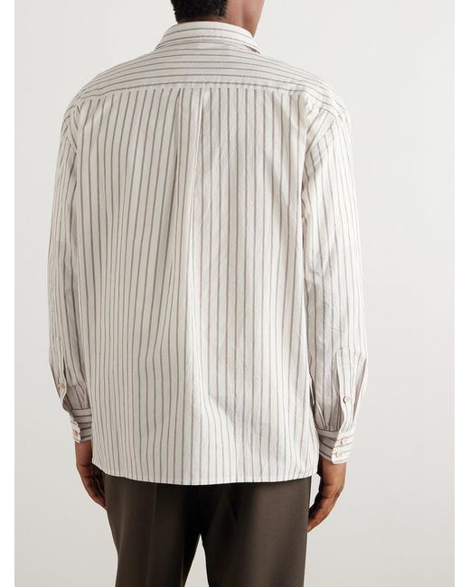 A Kind Of Guise White Striped Cotton-Poplin Shirt for men