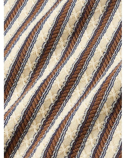 Mr P. Natural Striped Textured-Knit Organic Cotton Polo Shirt for men
