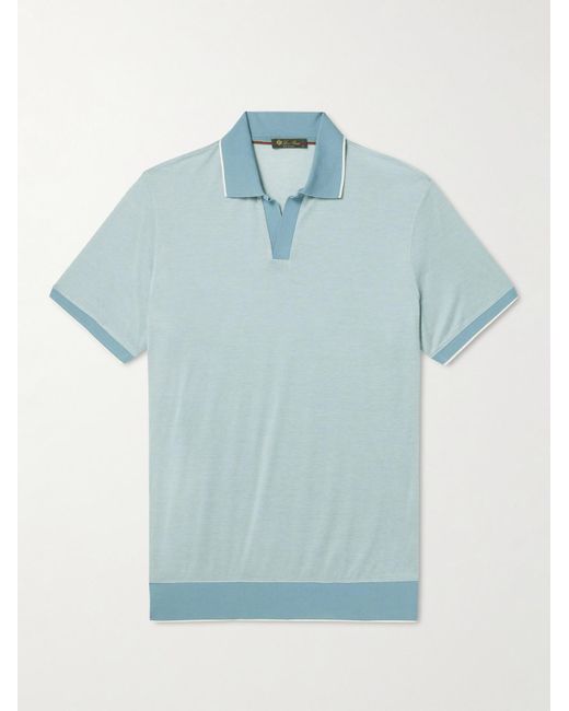 Loro Piana Blue Cotton Polo Shirt for men