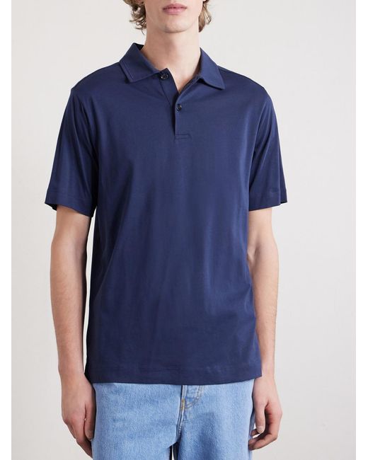 Dries Van Noten Blue Cotton-Jersey Polo Shirt for men