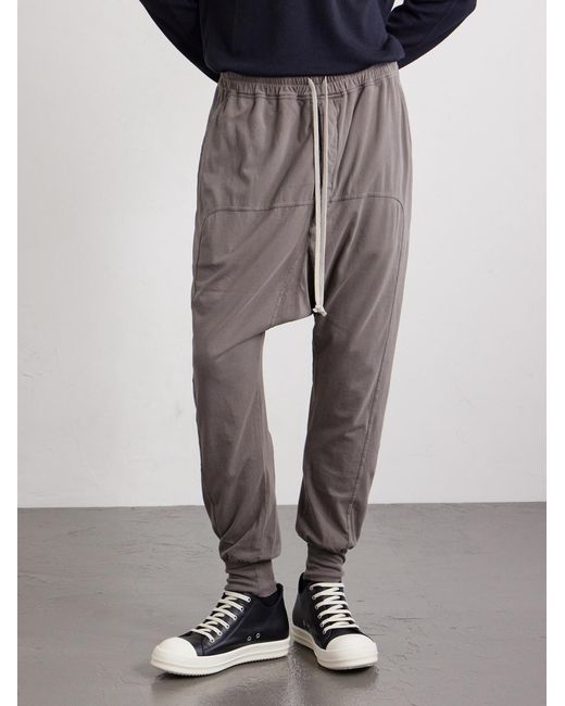 Rick Owens Gray Prisoner Tapered Cotton-jersey Sweatpants for men