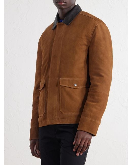 Mr P. Brown Leather-Trimmed Suede Jacket for men