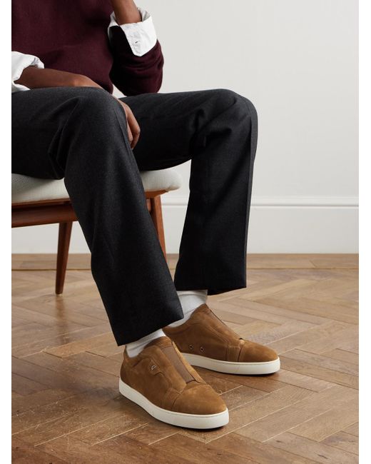 Christian Louboutin Brown St Louis Low-Top Leather Trainers for men