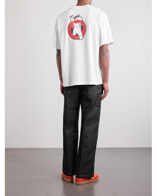 SAINT Mxxxxxx White Saint Horror Printed Cotton-jersey T-shirt for men