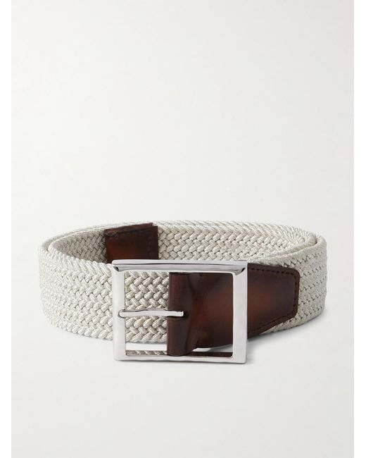 Berluti Natural 3.5cm Venezia Leather-trimmed Woven Cord Belt for men
