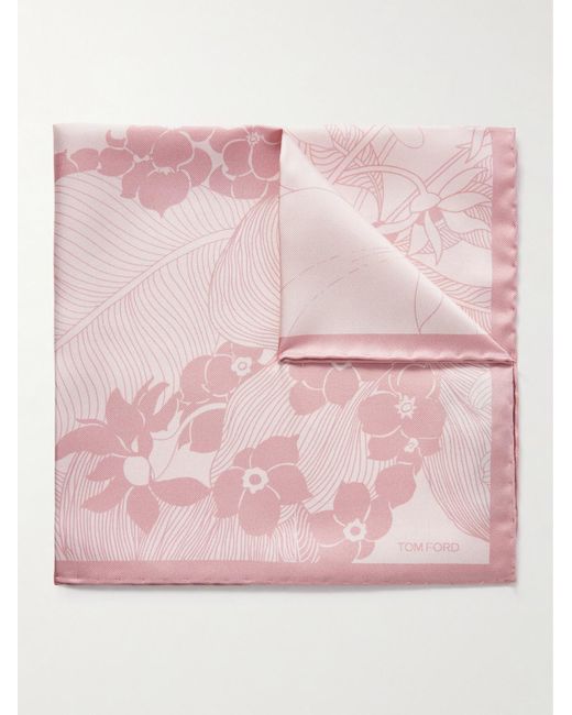 Tom Ford Pink Floral-print Silk-twill Pocket Square for men