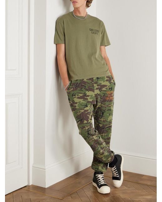 GALLERY DEPT. Green Tapered Camouflage And Logo-Print Cotton-Jersey Sweatpants for men