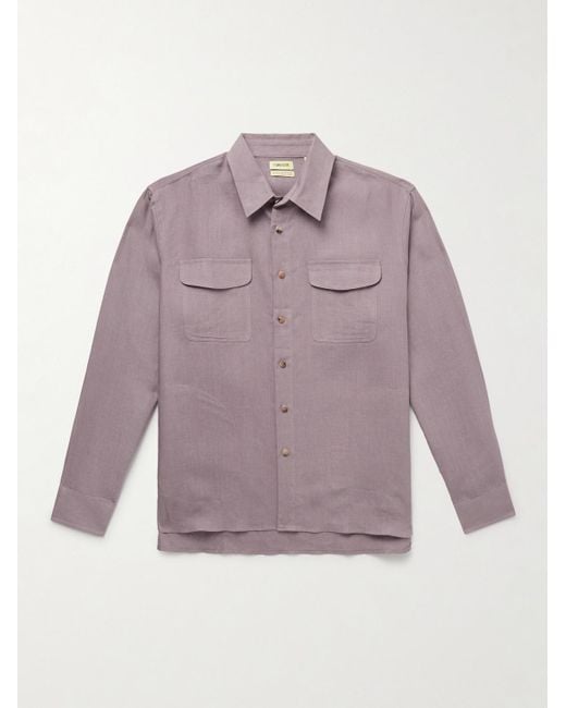 De Bonne Facture Purple Linen Overshirt for men