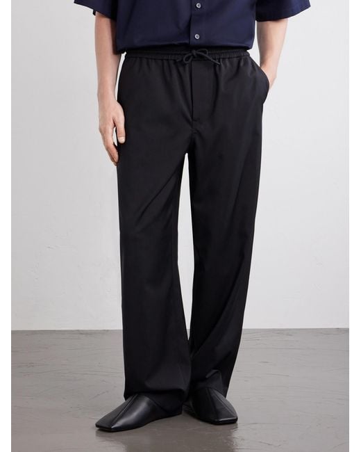Loewe Blue Straight-Leg Wool Drawstring Trousers for men