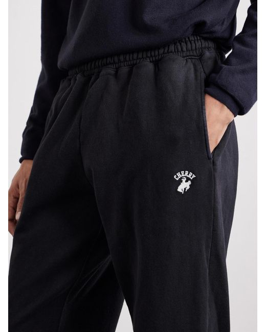 CHERRY LA Blue Tapered Logo-embroidered Cotton-jersey Sweatpants for men