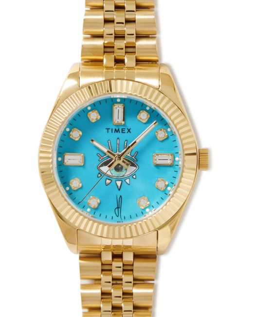 Timex Blue Jacquie Aiche 36mm Gold-tone Crystal Watch for men