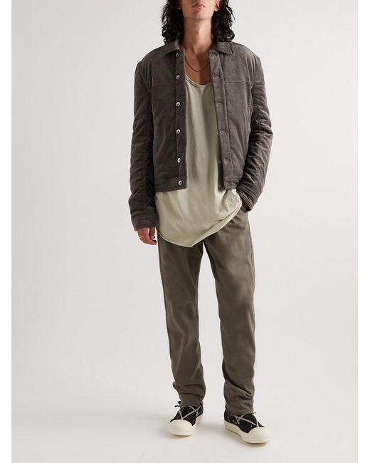 Rick Owens Gray Stretch-Cotton Corduroy Trucker Jacket for men