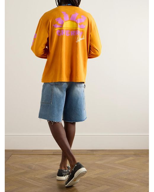 CHERRY LA Orange Sunset Pocket Printed Cotton-Jersey T-Shirt for men