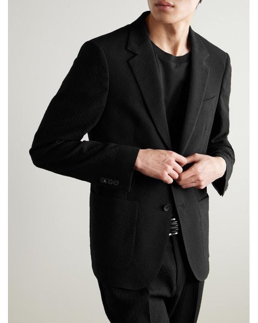 Mr P. Black Wool-Blend Seersucker Suit Jacket for men