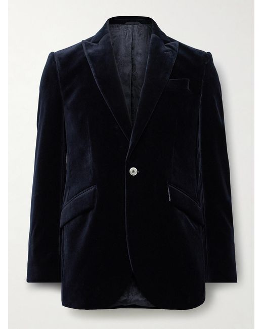 Favourbrook Blue Newport Cotton-Velvet Tuxedo Jacket for men