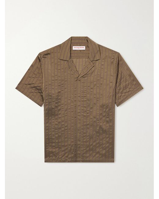 Orlebar Brown Brown Maitan Villa Camp-Collar Striped Woven Shirt for men