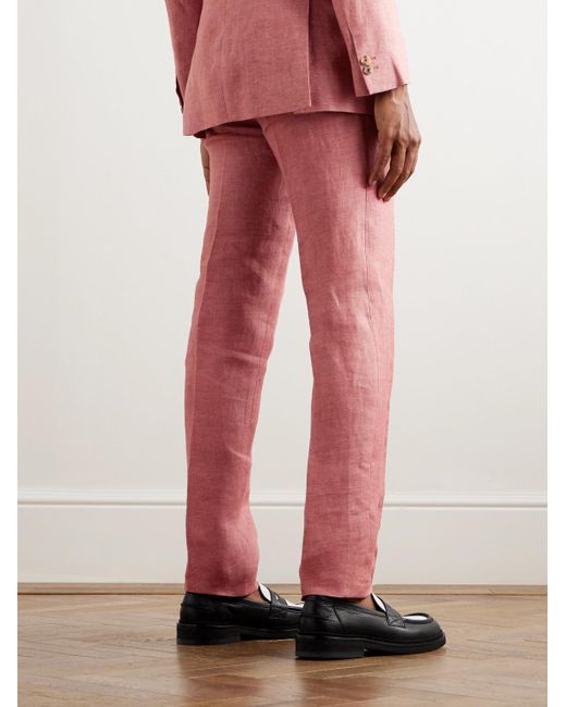Mr P. Phillip schmal zulaufende Anzughose aus Leinen in Pink für Herren