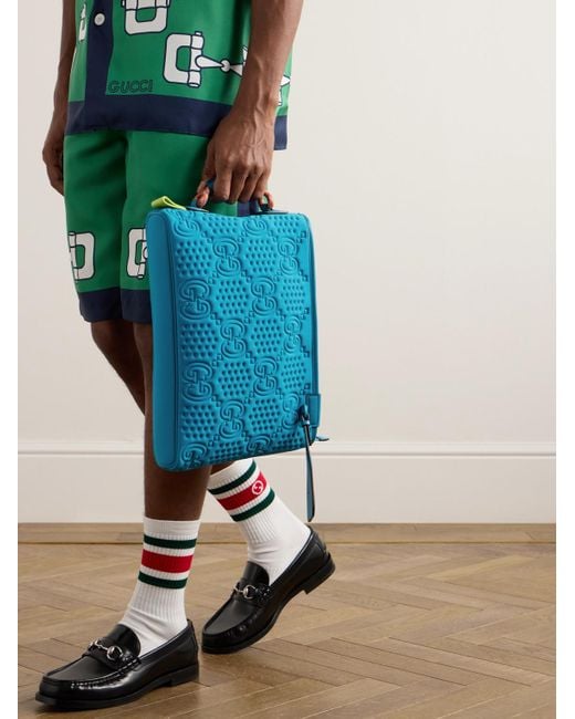Gucci Diver Etui aus Shell mit Lederbesatz und Logoprägung in Blue für Herren