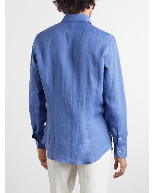 Thom Sweeney Blue Linen Shirt for men