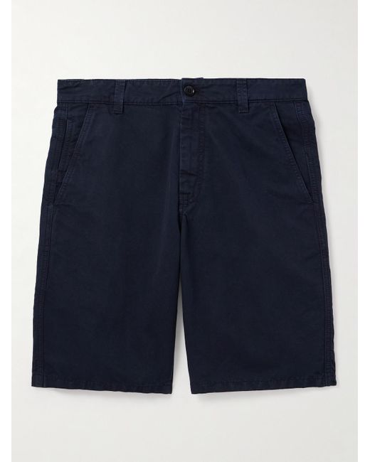 Aspesi Blue Straight-leg Cotton And Linen-blend Bermuda Shorts for men