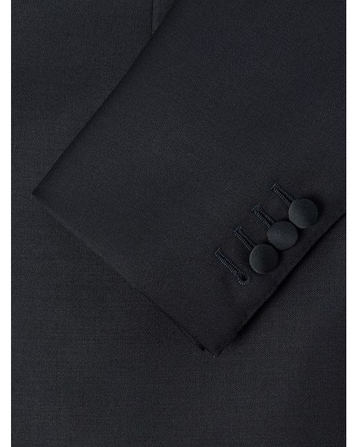 Thom Sweeney Blue Satin-Trimmed Wool And Mohair-Blend Tuxedo for men