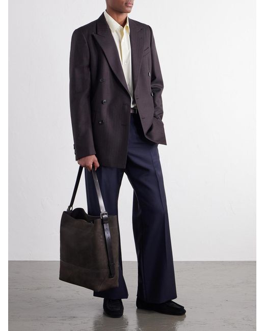 Lemaire Brown Belted Nubuck Leather Tote Bag for men