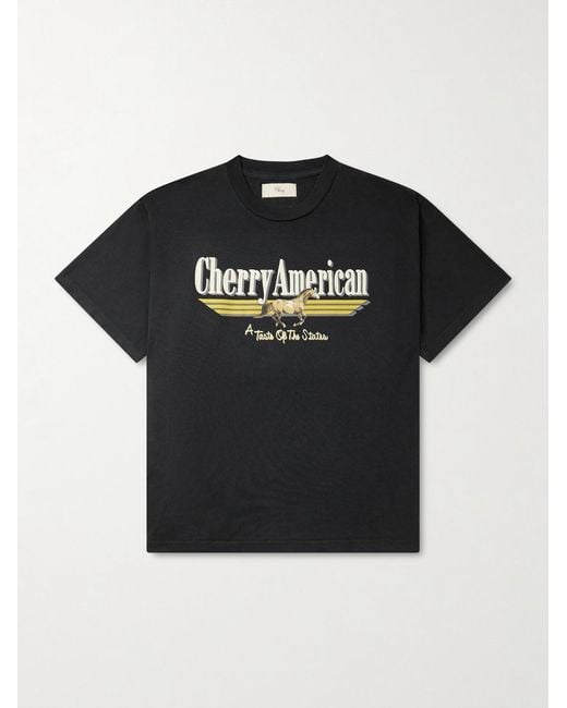 CHERRY LA Black Coast To Coast Printed Cotton-Jersey T-Shirt for men