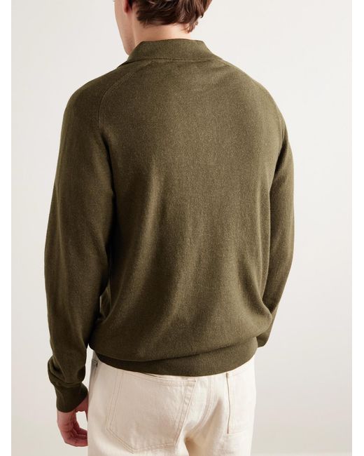 Drake's Green Wool And Alpaca-Blend Polo Shirt for men