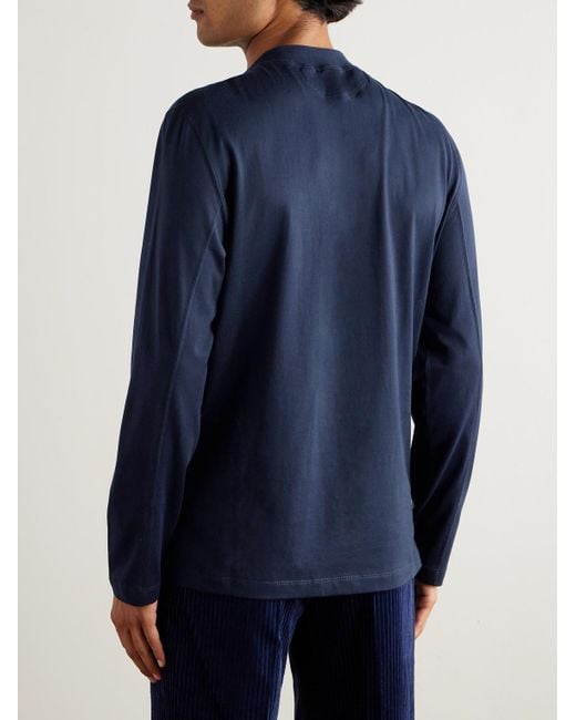 Brunello Cucinelli Blue Slim-Fit Logo-Print Cotton-Jersey T-Shirt for men