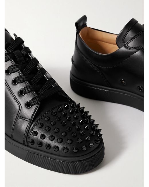 Christian Louboutin Black Louis Junior Spikes Leather Sneaker for men