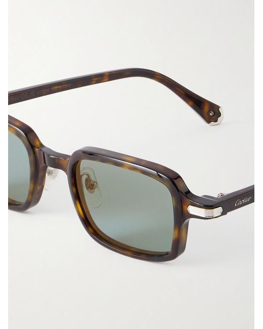Cartier Black Godron Square-Frame Acetate Sunglasses for men