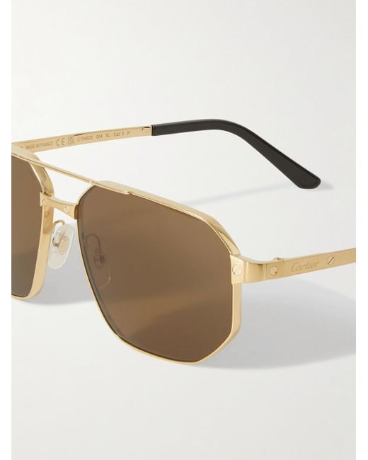 Cartier Natural Santos De Cartier Aviator-style Gold-tone Sunglasses for men