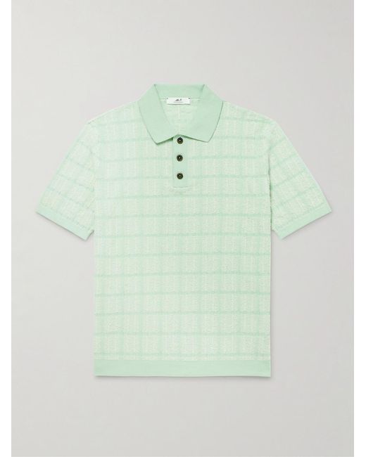 Mr P. Green Checked Organic Cotton-Blend Jacquard Polo Shirt for men