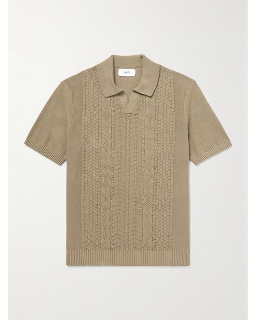 Mr P. Natural Johnny Textured Organic Cotton Polo Shirt for men