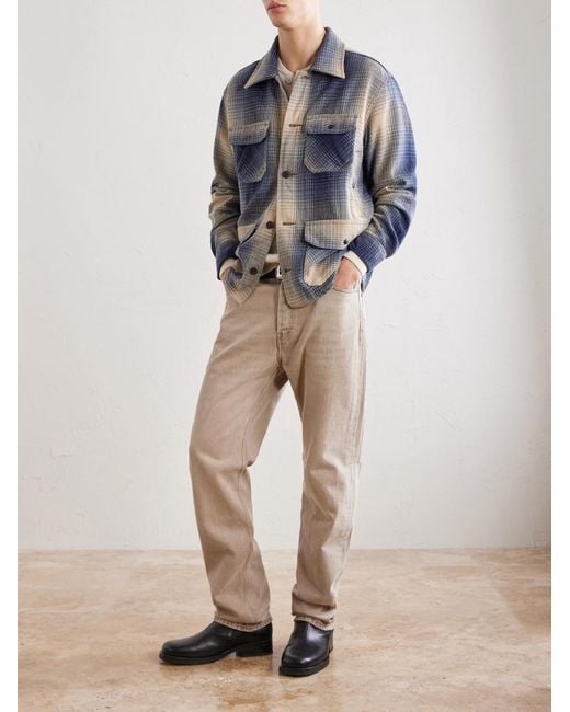 RRL Blue Checked Wool Overshirt for men
