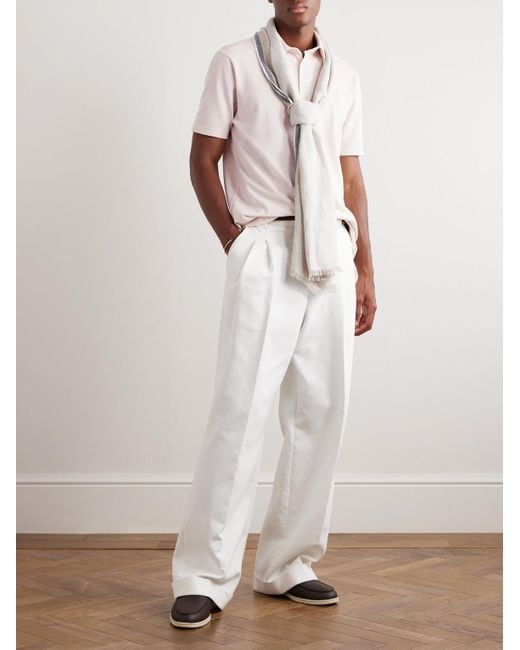 Loro Piana Natural Cotton-Piqué Polo Shirt for men