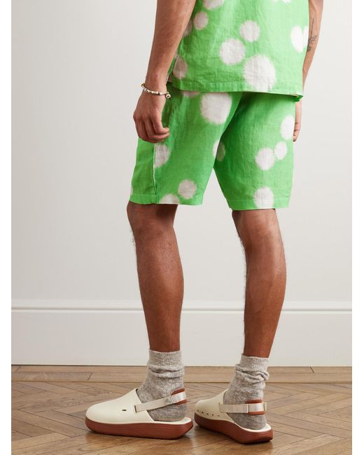Folk Green Assembly Straight-Leg Printed Linen Shorts for men