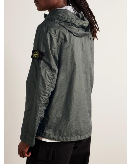 Stone Island Gray Logo-appliquéd Membrana 3l Tc Hooded Jacket for men